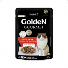 Golden Gourmet Sache Gatos Castrados Carne, Abóbora e Arroz Integral 70g